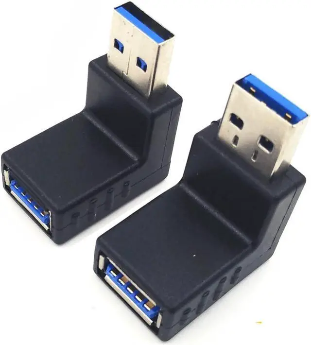 Alt view image 4 of 6 - 2pcs USB 3.0 up Down Male to Female Extension Adapter Combo Upward and Downward 90 Degree Right Angle USB 3.0 Super-Speed Connector Adapter(Black)