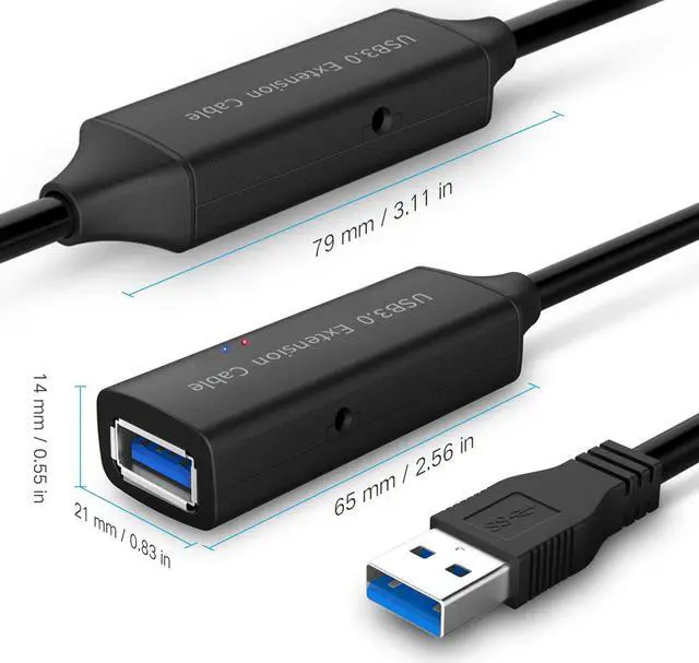 Alt view image 6 of 7 - USB 3.0 Active Extension Cable 32 Feet with 5V 2A Power Adapter USB 3.0 Extender Male to Female Cord with Built-in Signal Booster Chips for Xbox PS4 USB Printer Mouse Keyboard etc
