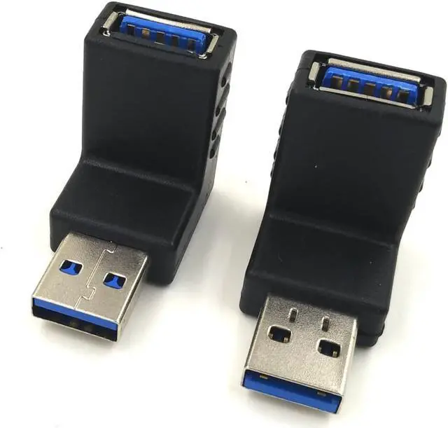 Alt view image 3 of 6 - 2pcs USB 3.0 up Down Male to Female Extension Adapter Combo Upward and Downward 90 Degree Right Angle USB 3.0 Super-Speed Connector Adapter(Black)