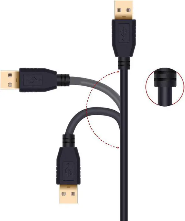 Alt view image 3 of 6 - USB Cable 100Ft, USB A to A, Tanbin USB to USB Cord USB Male to Male USB 2.0 Cable Type A Male to Type A Male for Data Transfer Hard Drive Enclosures, Printers, Modems, Cameras