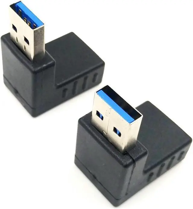 Alt view image 2 of 6 - 2pcs USB 3.0 up Down Male to Female Extension Adapter Combo Upward and Downward 90 Degree Right Angle USB 3.0 Super-Speed Connector Adapter(Black)