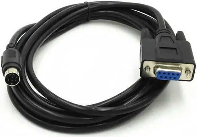Main image of XJS 8P Mini Din Male to Female DB9 RS232 PLC Programming Adapter Cable 10Ft (DB9 RS232)
