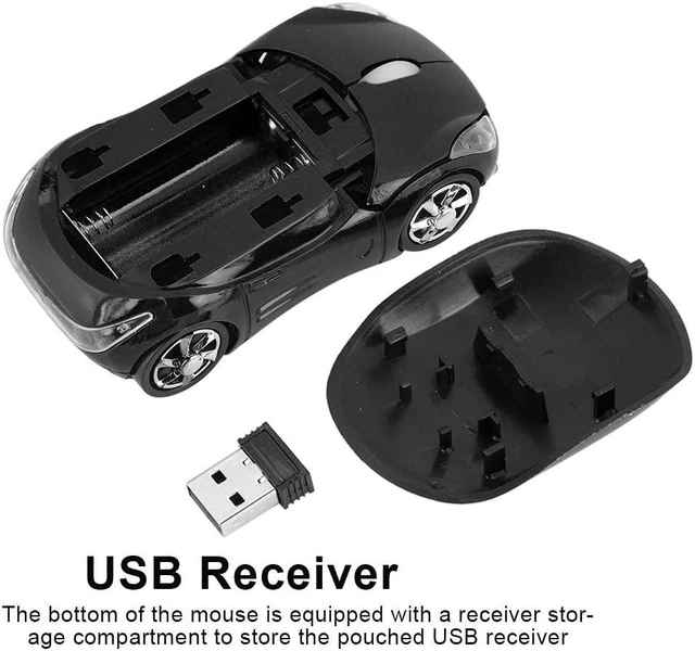 Alt view image 5 of 7 - Diyeeni 1600DPI Portable, 10M 2.4G Bluetooth Optical with Receiver Storage, 3 Buttons Car Shaped for/ME/PC/Tablet Gaming Office(Black)