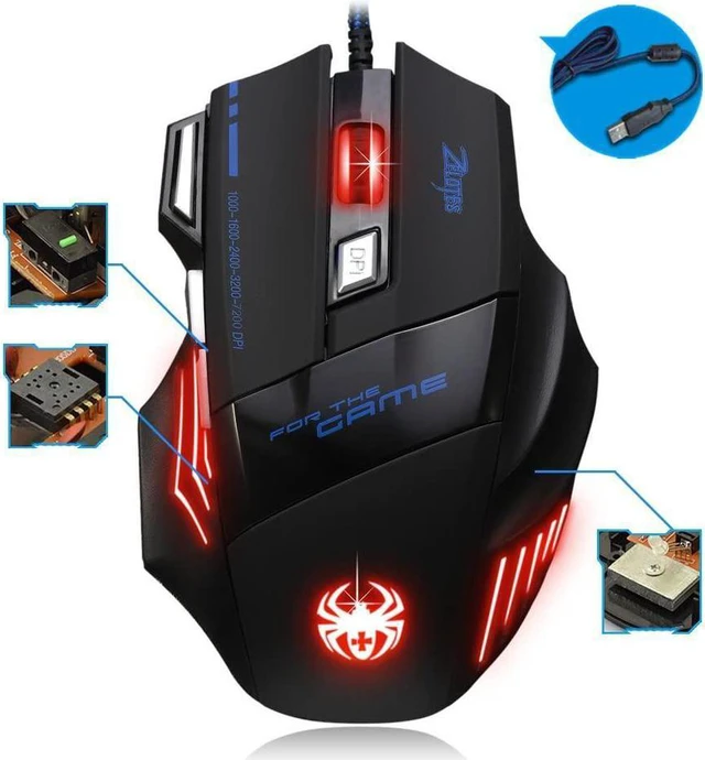 Alt view image 3 of 7 - zelotes 7200 DPI 7 Buttons Professional LED Optical USB Wired Gaming Mouse Mice for Gamer