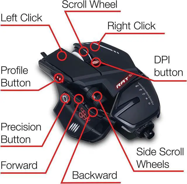 Alt view image 2 of 7 - Mad Catz The Authentic R.A.T. 6+ Optical Gaming Mouse