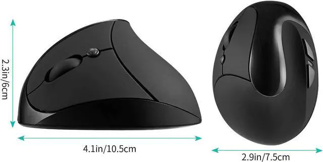 Alt view image 6 of 7 - Left-Handed Mouse, AURTEC Rechargeable 2.4G Wireless Ergonomic Vertical Mice with USB Receiver, 6 Buttons and 3 Adjustable DPI 800/1200/1600 for Left Hand, Black