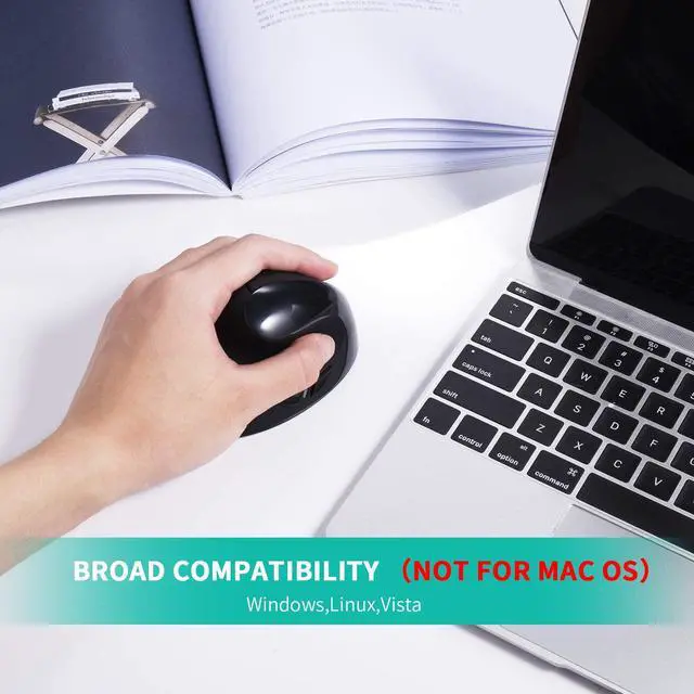 Alt view image 7 of 7 - Left-Handed Mouse, AURTEC Rechargeable 2.4G Wireless Ergonomic Vertical Mice with USB Receiver, 6 Buttons and 3 Adjustable DPI 800/1200/1600 for Left Hand, Black
