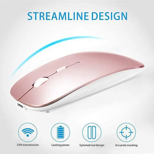 Alt view image 6 of 6 - Bluetooth Mouse for MacBook pro/MacBook air/iPad/Laptop/iMac/pc Wireless Mouse for MacBook pro MacBook Air/iMac/Laptop/Notebook/pc (BT/Pink)
