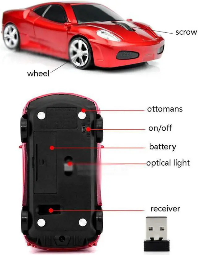 Alt view image 3 of 4 - MGbeauty Wireless Mouse Sports Car Mouse Computer Optical Mice for PC Laptop MAC (Silver)