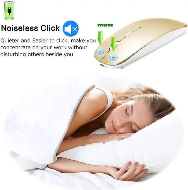 Alt view image 5 of 7 - Bluetooth Mouse for MacBook pro/MacBook air/Laptop/iMac/ipad Wireless Mouse for MacBook pro MacBook Air/iMac/Laptop/Notebook/pc(BT/Gold)