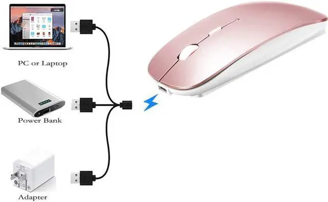 Alt view image 5 of 6 - Bluetooth Mouse for MacBook pro/MacBook air/iPad/Laptop/iMac/pc Wireless Mouse for MacBook pro MacBook Air/iMac/Laptop/Notebook/pc (BT/Pink)