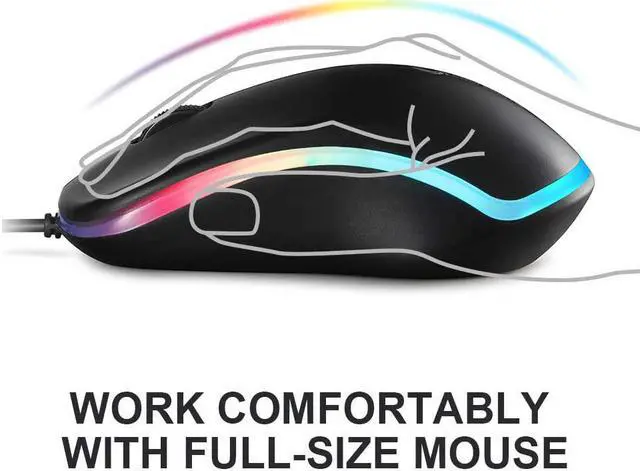 Alt view image 2 of 7 - FC112 USB Optical Wired Computer Mouse with Easy Click for Office and Home, 1000DPI, Premium and Portable,Compatible with Windows PC, Laptop, Desktop, Notebook (Black)
