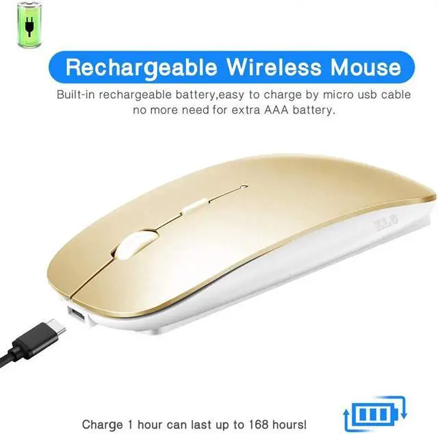 Alt view image 6 of 7 - Bluetooth Mouse for MacBook pro/MacBook air/Laptop/iMac/ipad Wireless Mouse for MacBook pro MacBook Air/iMac/Laptop/Notebook/pc(BT/Gold)