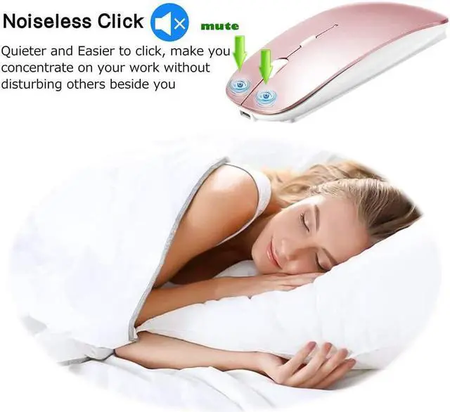 Alt view image 4 of 6 - Bluetooth Mouse for MacBook pro/MacBook air/iPad/Laptop/iMac/pc Wireless Mouse for MacBook pro MacBook Air/iMac/Laptop/Notebook/pc (BT/Pink)