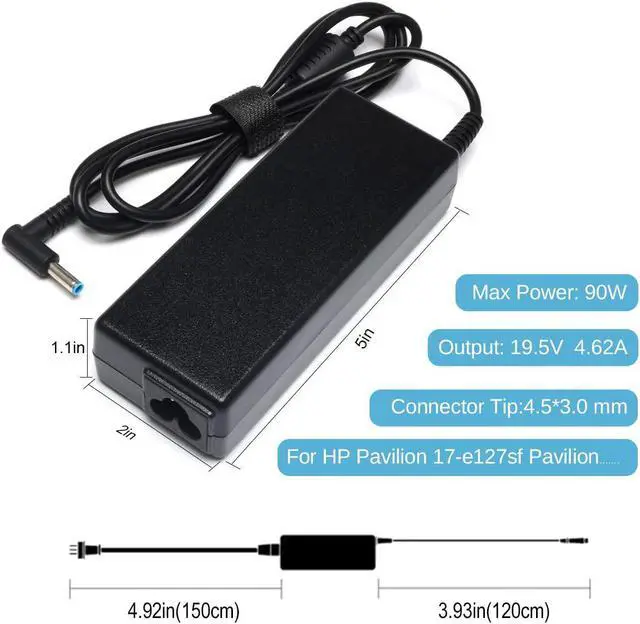 Alt view image 2 of 7 - 90W Tinkon Envy Touchsmart Sleekbook 15 17 M6 M7 Series AC Laptop Adapter Charger for HP Pavilion 11 14 15 17 HP Stream 11 13 14 HP Elitebook Folio 1040 HP Spectre X360 13 15 Power Supply Cord