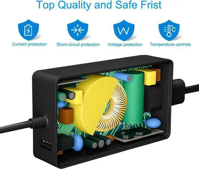 Alt view image 3 of 7 - Surface Pro Surface Laptop Charger[UL Certified Updated Version]44W 15V 2.58A Power Supply Compatible Microsoft Surface Pro 6 Pro 7 Pro 4 Pro 3 Pro X,Surface Laptop 1/2/3/4/Go,Surface Go,Surface Book