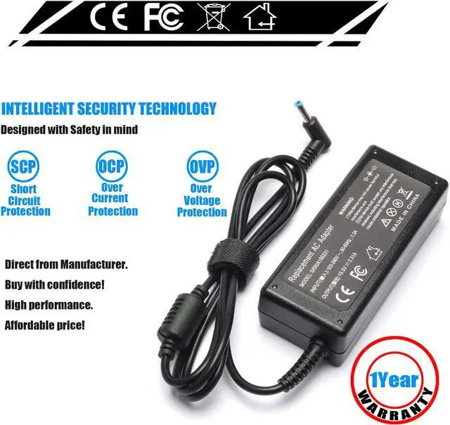 Alt view image 6 of 7 - 45W Replacement AC Adapter Charger for HP 15 15-f233wm 15-f272wm 15-f010wm 15-f305dx 15-af131dx Spectre X360 13-a010dx 13-4003dx 13-4103dx Pavilion 15 Laptop Notebook PC Power Supply Cord