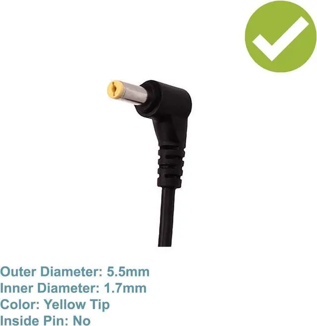 Alt view image 4 of 5 - AC Adapter Charger W/ Power Cord for Acer Aspire E15 ES1 E1 E3 E5 V3 V5 V7 A114 A315 A515 F15 F5 M3 M5 ADP-65JH DB PA-1650-02 ADP-65KB (Replaces Acer Yellow Tip Charger) Power Supply 19V 3.42A 65W