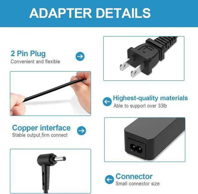 Alt view image 3 of 4 - UL Listed AC Charger Compatible with Asus Vivobook Flip TP401CAE TP401CA TP401C TP401NA TP401N TP401MA TP401M TP401 Laptop Power Supply Cord