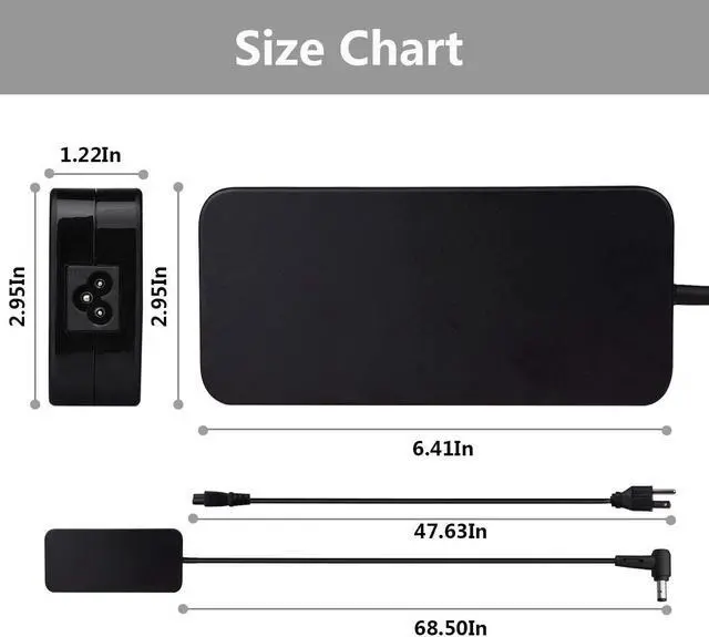 Alt view image 3 of 6 - 180W 19.5V 9.23A Laptop Charger ADP-180MB F, FA180PM111 AC Adapter Compatible Asus Rog G750JM G750JS G750JW G750JX G751JL G751JM G752VL G752VTG-Series Gaming Laptop
