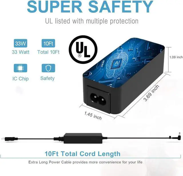 Alt view image 2 of 4 - UL Listed AC Charger Compatible with Asus Vivobook Flip TP401CAE TP401CA TP401C TP401NA TP401N TP401MA TP401M TP401 Laptop Power Supply Cord