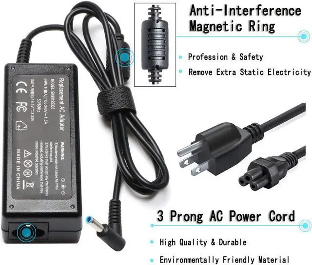 Alt view image 3 of 7 - Ac Adapter Laptop Charger for HP Envy x360 15-u010dx 15-u011dx 15-u002xx 15-u050ca 14-f020us 14-f021nr Sleekbook Ultrabook Laptop Notebook Battery Power Supply Cord Plug