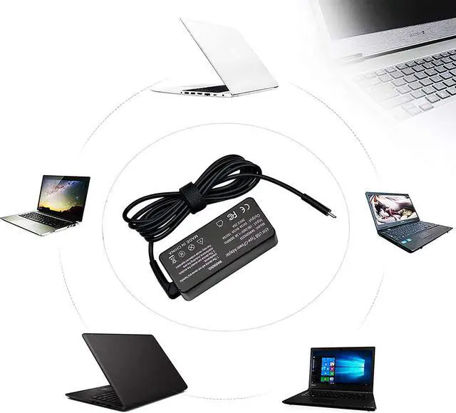 Alt view image 7 of 7 - 65W/45W USB Type C Laptop Charger for Lenovo Chromebook 100e 300e C330 ThinkPad T480 T480s T580 T580s Yoga C930 C940 C740 S730 730 730S 910 920 13 AC Adapter Power Supply Cord