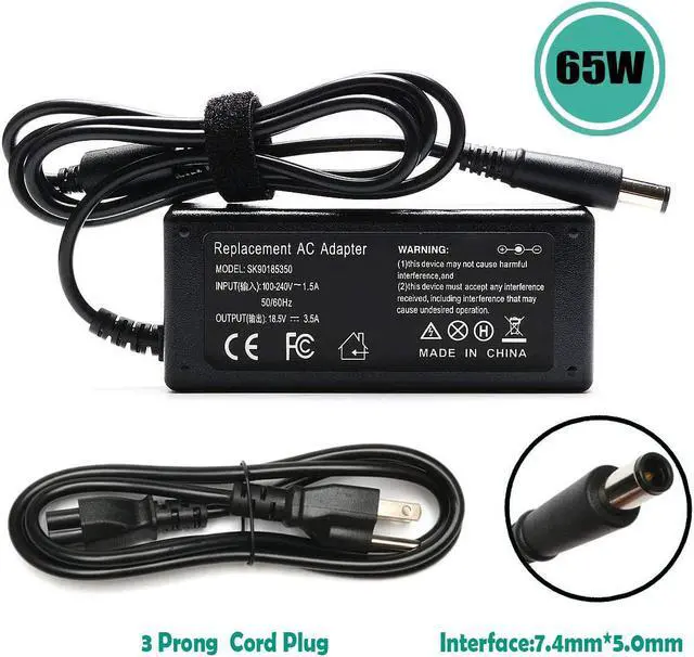 Alt view image 2 of 7 - 65W AC Adapter Laptop Charger for HP Elitebook 840 G1 G2 Revolve 810 G1 G2 850 Probook 640 650 655 440 450 G1 HP Notebook 2000 2000-2d60dx 2000-2d19wm 2000-369wm 2000-329wm PC Power Supply Cord Plug