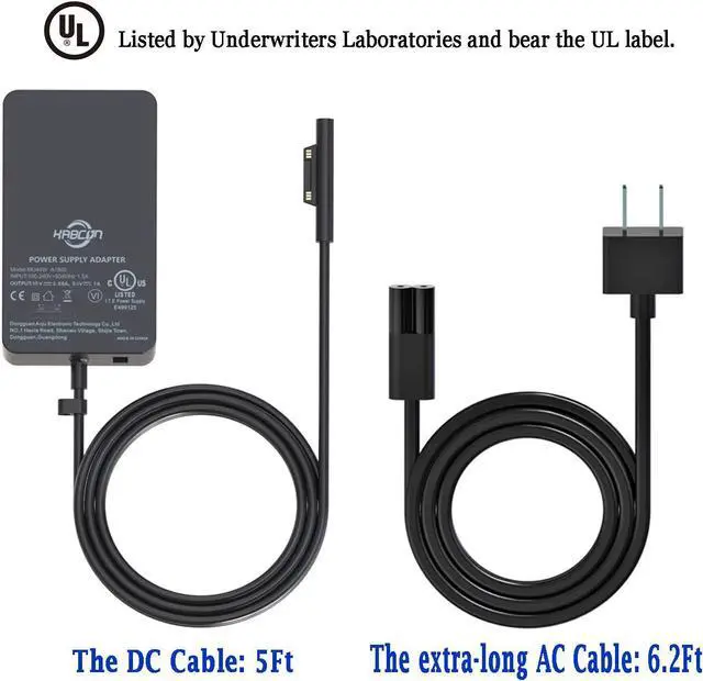 Alt view image 5 of 7 - Surface Pro Surface Laptop Charger[UL Certified Updated Version]44W 15V 2.58A Power Supply Compatible Microsoft Surface Pro 6 Pro 7 Pro 4 Pro 3 Pro X,Surface Laptop 1/2/3/4/Go,Surface Go,Surface Book