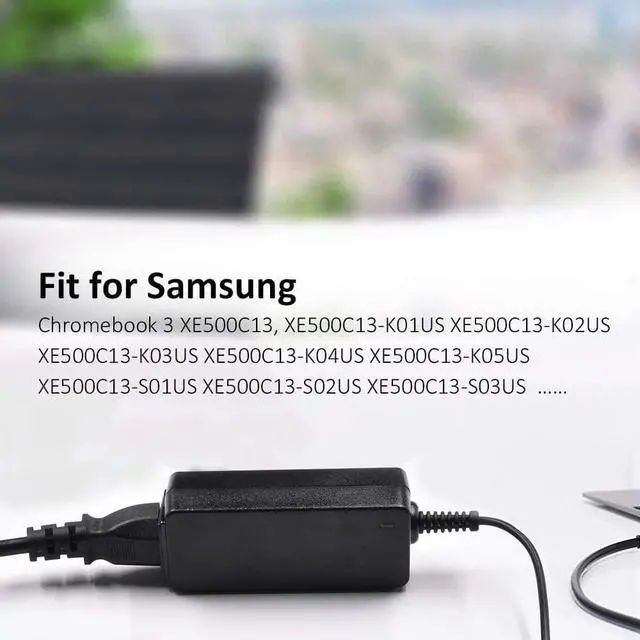Alt view image 7 of 7 - 40W Ac Adapter Laptop Charger for Samsung 11.6" Chromebook 2 3 Xe303c12, Xe303c12-a01 303c 500c 503c Aa-pa3n40w Pa-1250-98 Np930x2k a12-040n1a Xe500c12 Xe500c13 AA-PA3N40W 503c Xe503c12 Xe503c32 Power