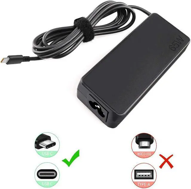 Alt view image 3 of 7 - 65W USB C Laptop Charger Fit for Lenovo Thinkpad T470 T470S T480 T480S T490 T490S T495 T495S 20HD 20HE 20JM 20HF 20HG 20JT Type-C Laptop Power Supply Adapter Cord