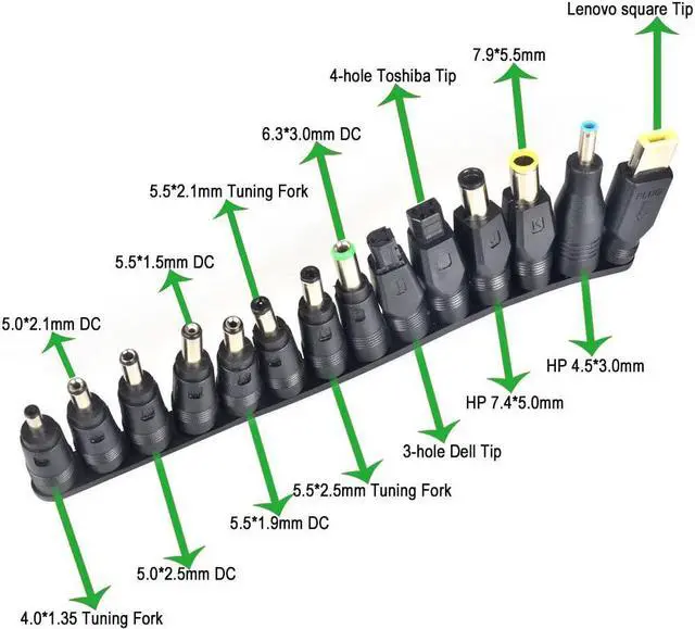 Alt view image 3 of 7 - aceyoon 38 PCS Universal Laptop DC Power Adapter Tips 5.5 mm x 2.1 mm DC AC Power Adapter Kits Connector for Thinkpad Power Supply Plug Jack Sets
