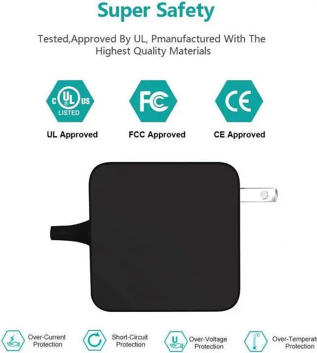 Alt view image 3 of 6 - 45W Type C AC Charger Adapter Fit for Dell XPS 13 7390 P82G P82G003 / 7390 2-in-1 P103G P103G001 Inspiron 7490 Laptop Power Supply Cord