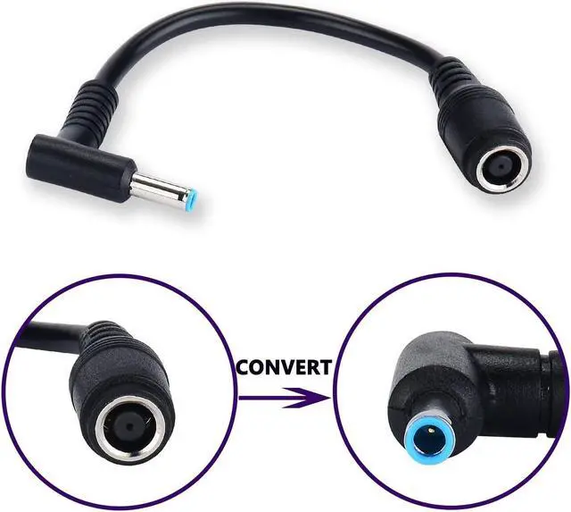 Alt view image 4 of 6 - Purpleleaf Tip Adapter HP Connector Converter 7.4x5.0mm to 4.5x3.0mm for HP Stream Spectre Pavilion Envy Elitebook Split Chromebook; DC Dongle for HP Notebook Adapter Replacement Power Cord (5 Pack)