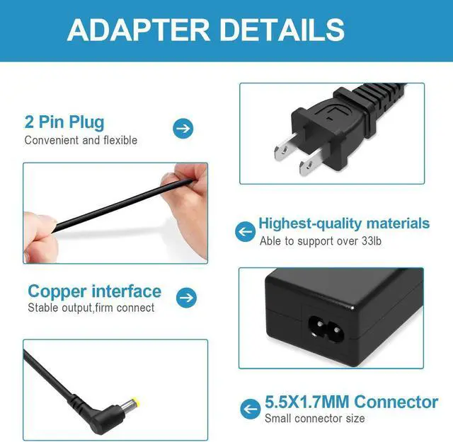 Alt view image 3 of 5 - Nicpower AC Adapter Charger Fit for Acer Aspire 5 A515-51 A515-43 A515-52 A515-51G A517-51P N17Q4 N17C4 N18C1 N19C1 N15Q4 N19C2 N18W1 N17C3 65W 45W Laptop Power Supply Cord