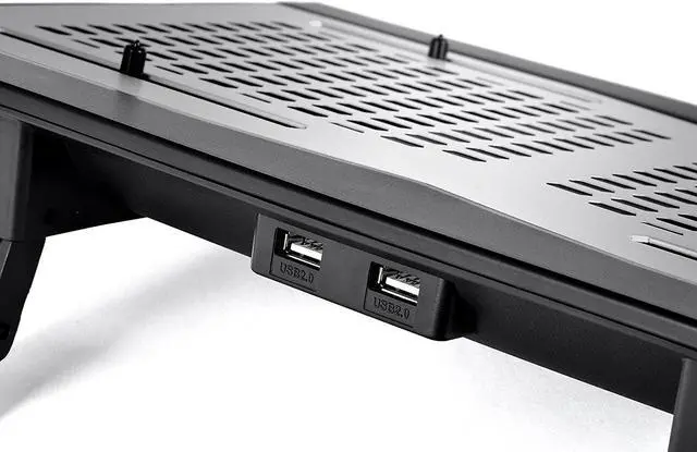 Alt view image 6 of 7 - Thermaltake Massive TM Aluminum Panel Dual 120mm Fans Adjustable Temperature Sensor 10"-17" Laptop Notebook Cooling Pad CL-N002-PL12BL-A