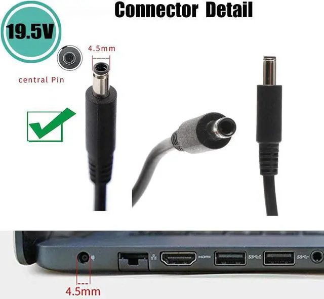Alt view image 5 of 7 - 45W Laptop AC Adapter Replacement for DELL Inspiron 13 7000 Charger Inspiron 7352 7359 7368 7370 7375 7378 7386 7390 5368 Inspiron 15 5551 5552 5555 5558 5559 7568 Power Supply Cord Plug