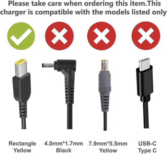 Alt view image 5 of 6 - Laptop Charger for Lenovo Ideapad 300 300S 305 500 500S Flex 2 Flex 3 Flex 10 Flex 14 Yoga 11 11S PA-1650-72 Laptop Charger AC Adapter Power Supply Cord Cable Adapter Power Supply