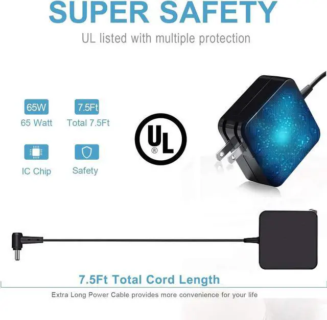 Alt view image 2 of 4 - UL Listed AC Charger Compatible with Asus Q507IQ Q507I Q5071Q Q5071 Q507 Q507IQ-202.BL ZenBook Flip Series Laptop Power Supply Adapter Cord