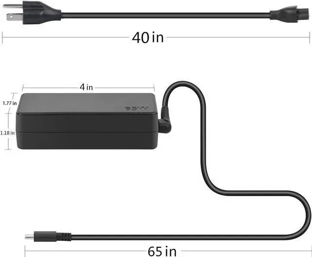 Alt view image 3 of 6 - 65W USB C AC Adapter Charger Cord for Lenovo ThinkPad X1 Tablet T480 T480S T580 T580s T570 E580 E585 E480 L380 L480 L580 Yoga 720 720-13IKB 720-13 730 730-13IKB 910 910-13IKB 370 X270 X280 X380