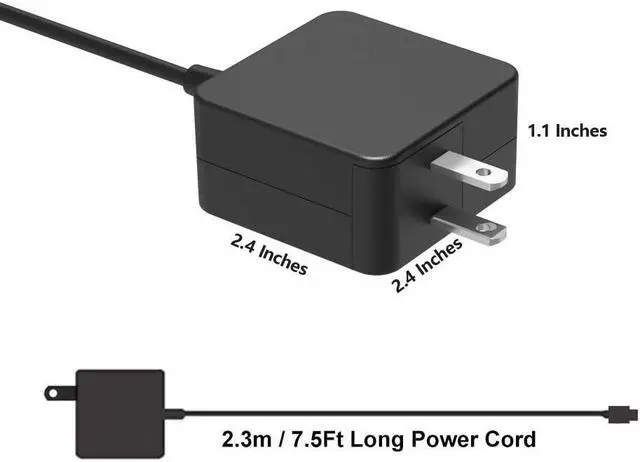 Alt view image 3 of 7 - Type C AC Charger Fit for Dell XPS 13 Laptop - Power Supply Adapter Cord USB C 45W 30W
