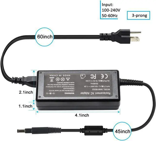 Alt view image 6 of 7 - 65W 45W AC Adapter Laptop Charger for HP Pavilion Touchsmart 15-B129WM 15-B142DX 14-C050NR 15-b153CL 15-B119WM 14-B109WM 14-B124US 14-B150US 693715-001 677770-001 613149-001 Power Cord