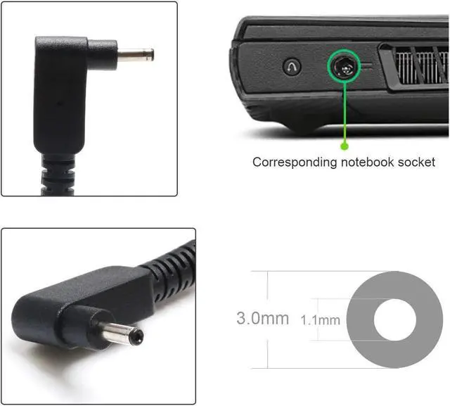 Alt view image 4 of 5 - 45W AC Charger Fit for Acer-Chromebook-CB3 CB5 11 13 14 15 R11 C730 C731 C735 C810 C738T CB3-431 CB3-531 CB3-111 CB3-131 CB5-311 Laptop Power-Supply-Cord