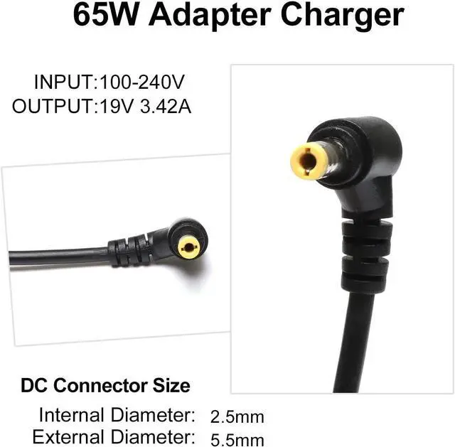 Alt view image 3 of 7 - New 65W PA3917U-1ACA PA3714U-1ACA PA3715U-1ACA Ac Laptop Adapter Charger for Toshiba Satellite C55 C655 C850 C50 C855 P50 C855D C55D S55;Satellite Radius 11 14 15 Power Supply with Cord[19V 3.42A]