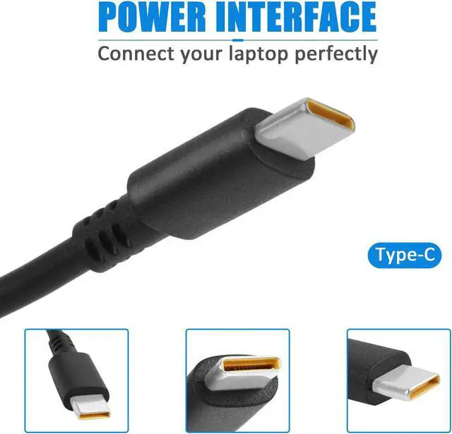 Alt view image 2 of 4 - USB Type C AC Adapter Compatible for 45W Yoga 910-13,Yoga C630, 4X20M26252,Yoga 720-13,Chromebook S330 and C330, GX20N20876 Adapter Power Supply Cord by HXHTEC