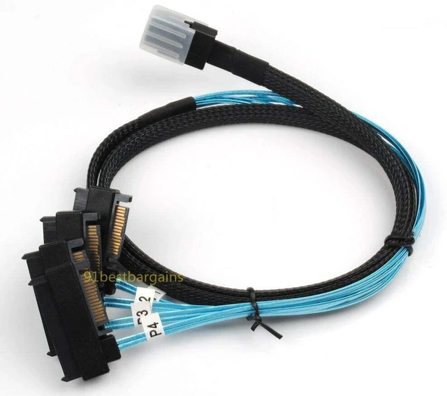 Alt view image 2 of 5 - Connectors with SATA Power Cable 1M Mini SAS 36P SFF-8087 to 4 SFF-8482