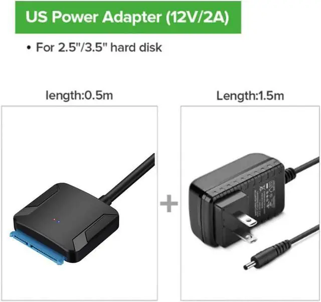 Alt view image 7 of 7 - Ugthe Cable & HUB & Adapter UASP SATA to USB3.0 Adapter Converter Cable Compatible with 2.5/3.5 inch HDD SSD Hard Disk - US Plug
