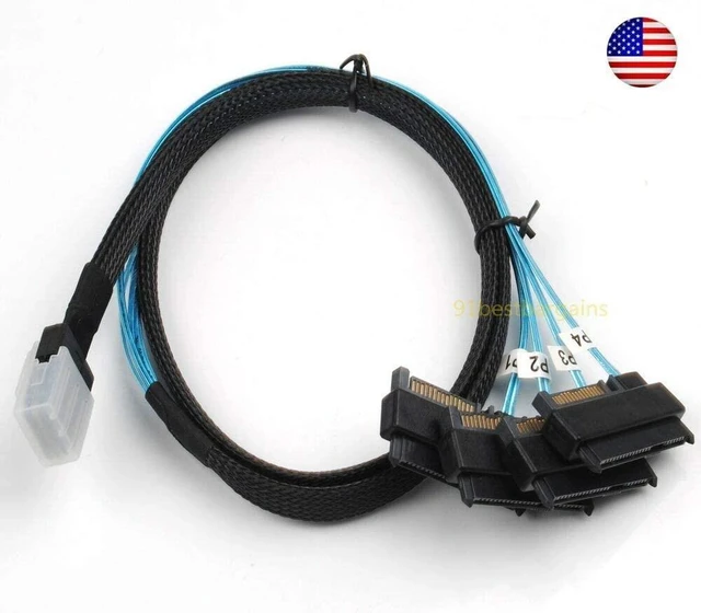Main image of Connectors with SATA Power Cable 1M Mini SAS 36P SFF-8087 to 4 SFF-8482