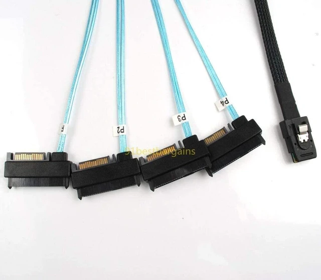 Alt view image 3 of 5 - Connectors with SATA Power Cable 1M Mini SAS 36P SFF-8087 to 4 SFF-8482
