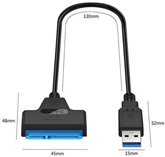 Main image of Computer Cables USB 3.0 SATA Cable Sata to USB Adapter 2.5 inches 22 Pin SSD Sata Cable Support Windows 98/2000/XP/Vista/7/8, Mac OS X. - (Cable Length: SATA Cable, Color: Black)